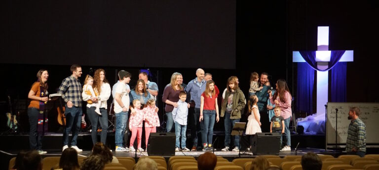 church members on stage